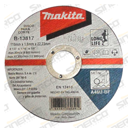 Imagen de DISCO CORTE PRECISO METAL 4 1/2" MAKITA C/50 PZAS