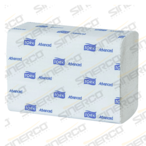 Imagen de TORK TOALLA INTERDOBLADA ADVANCED BLANCA HOJA DOBLE 12 PQ / 250 HJS