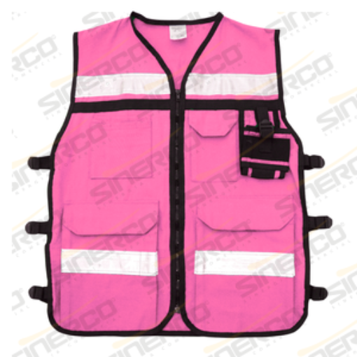 Imagen de CHALECO RESCATISTA ROSA MEDIANO COSTADO AJUSTABLE